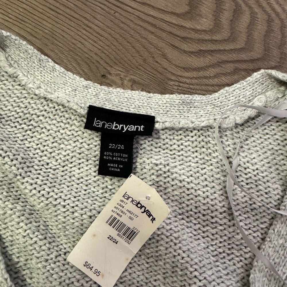 Lane Bryant Gray Cable Knit Women's Sweater NWT Size 22/24 - Picture 3 of 4